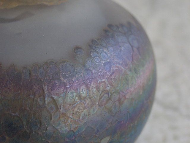 Ball Vase In Iridescent Glassware photo for sale