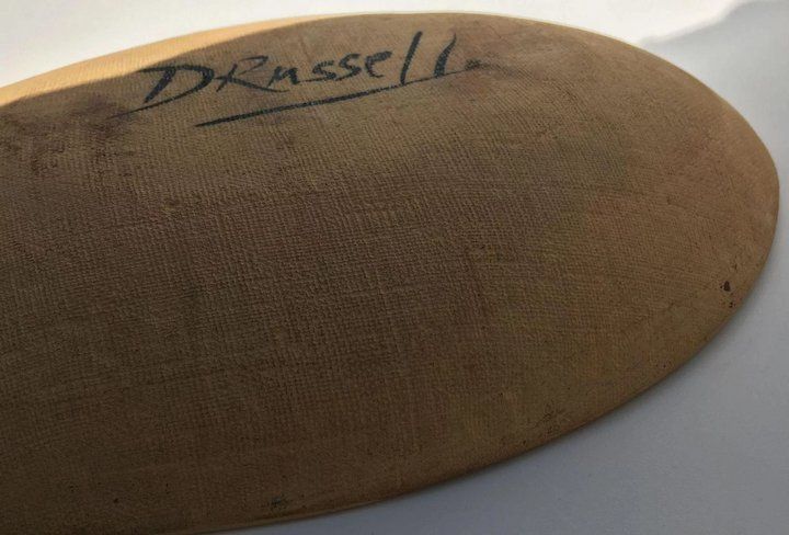 20th C D Russell Studio Pottery Dish Cockerel photo vintage