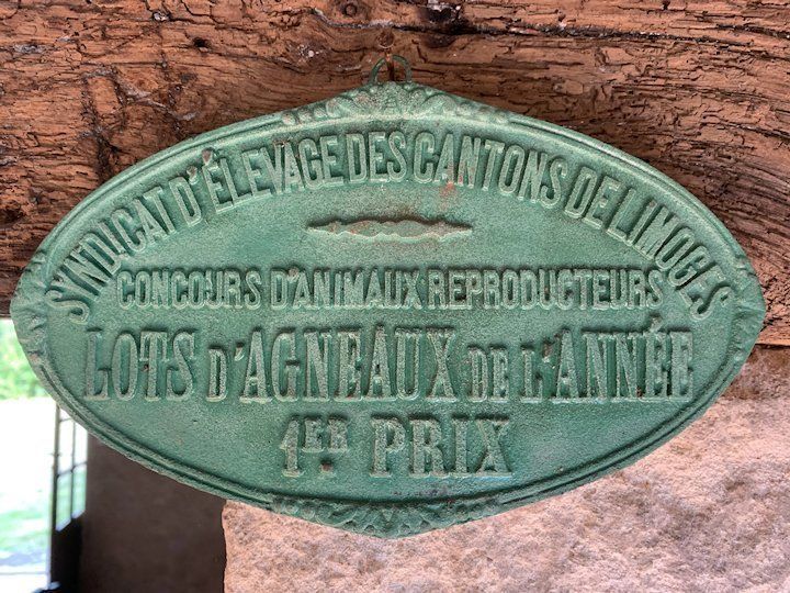 Antique French Cattle Cow Lamb Awards Cast Metal photo Home Decor