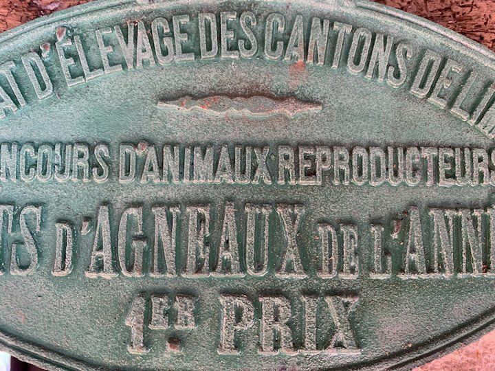 Antique French Cattle Cow Lamb Awards Cast Metal photo 89.0