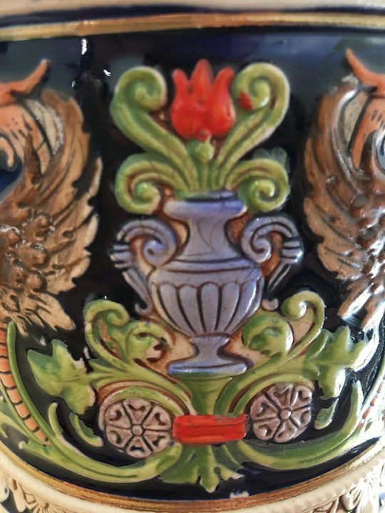 Pair Of Early 1900s German Ceramic Tobacco Jar Pots photo buy