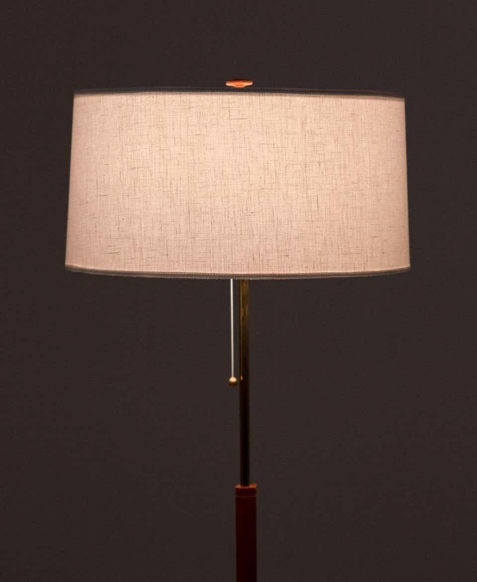 Scandinavian Midcentury Floor Lamp In Brass And Leather By Bergboms, Sweden photo 2093.0