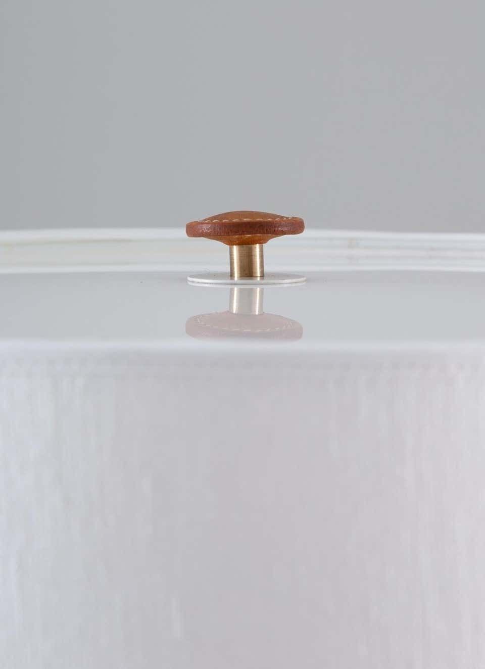 Scandinavian Midcentury Floor Lamp In Brass And Leather By Bergboms, Sweden photo vinterior