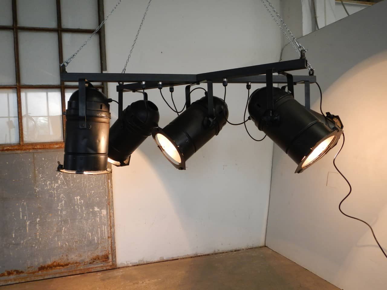 Italian Industrial 5 Light Ceiling Lamp, 1970s photo for sale