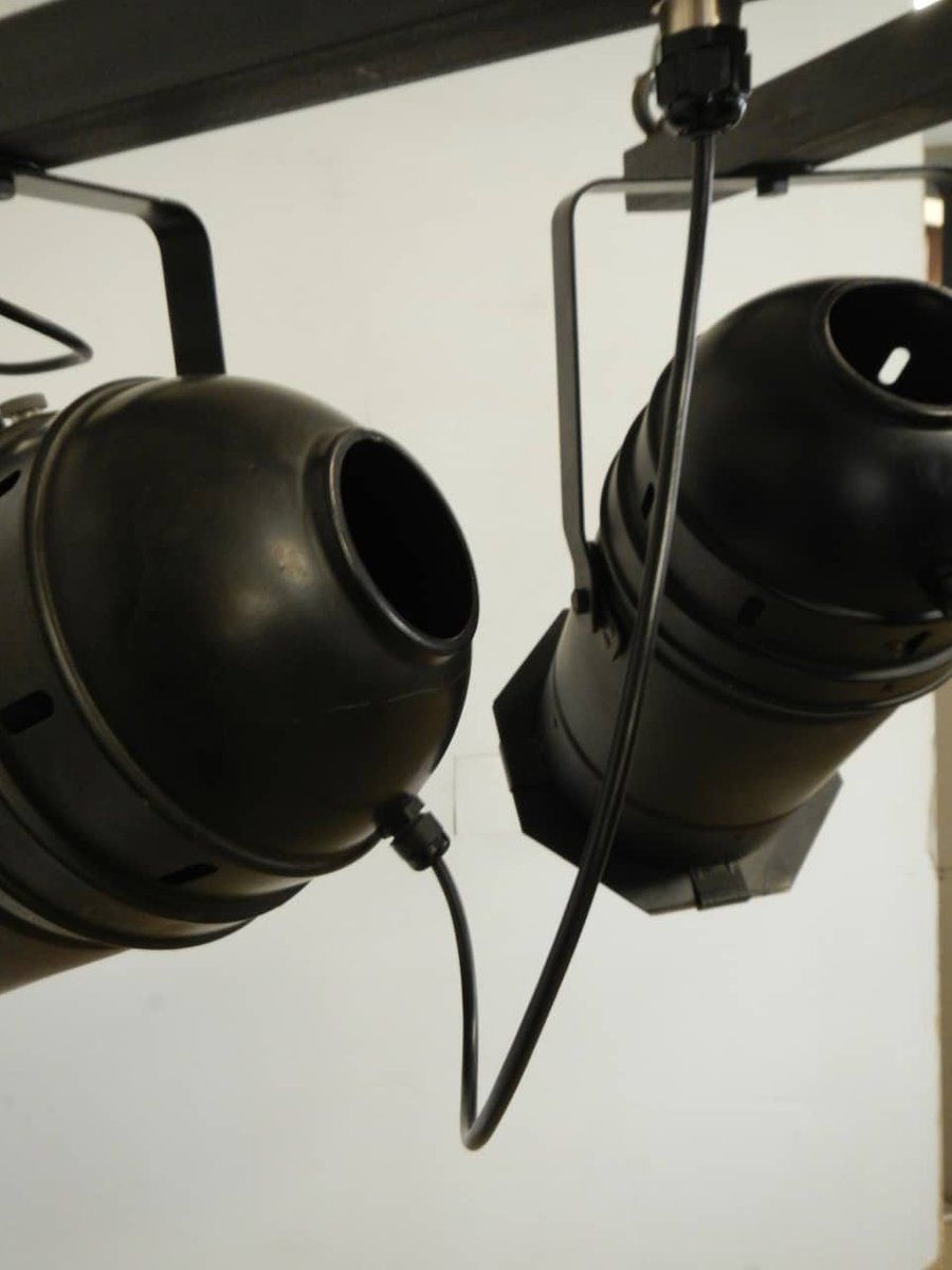 photo for sale Italian Industrial 5 Light Ceiling Lamp, 1970s