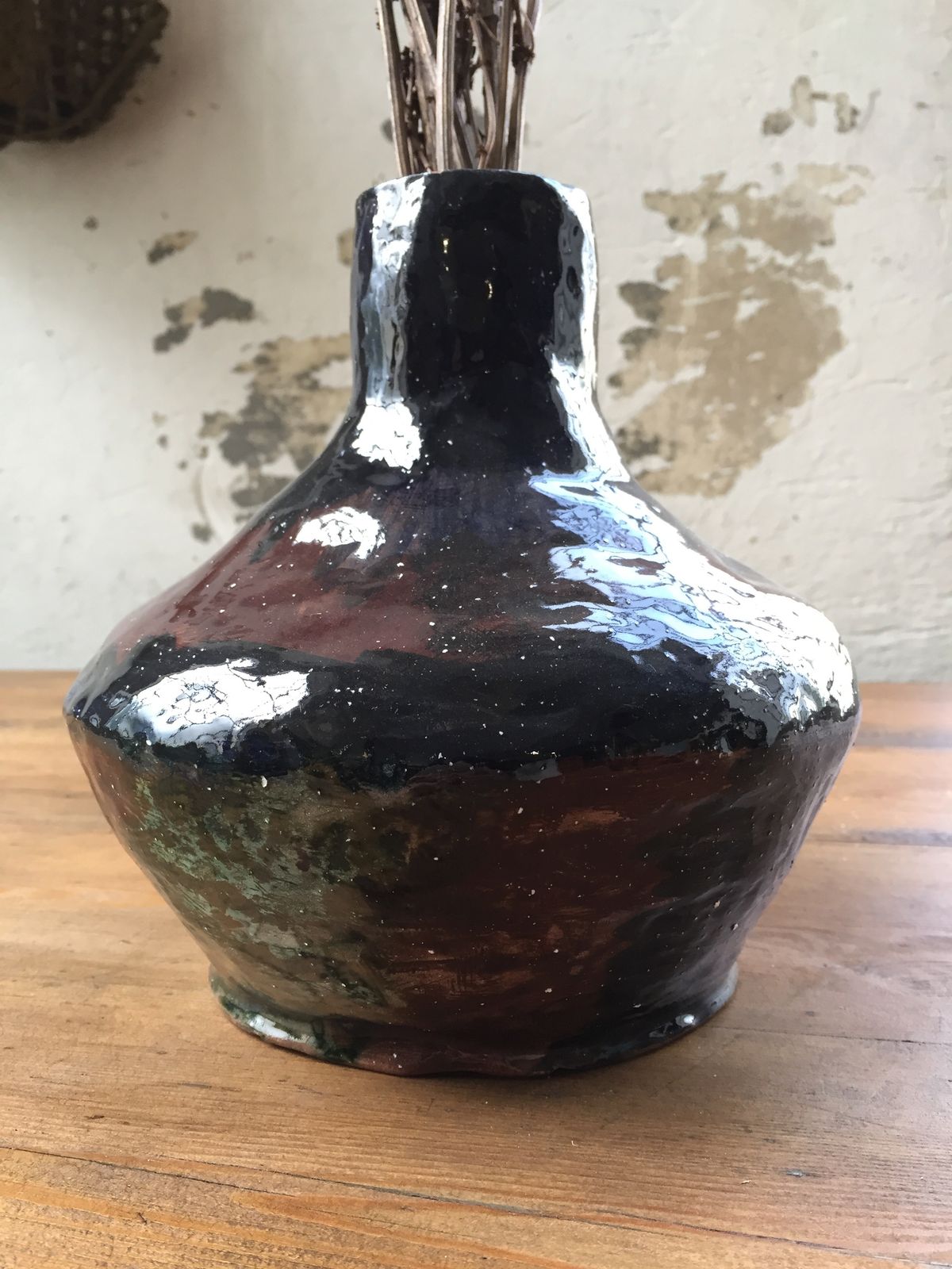 Enamelled Terracotta Vase Craft photo vintage