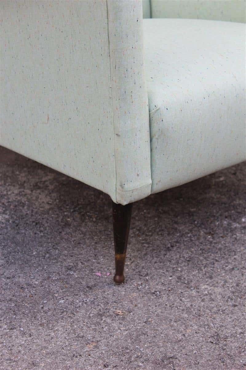 Pair Of Armchairs Midcentury Italian Design Wood Feet Brass Green Gio Ponti Style photo vinterior