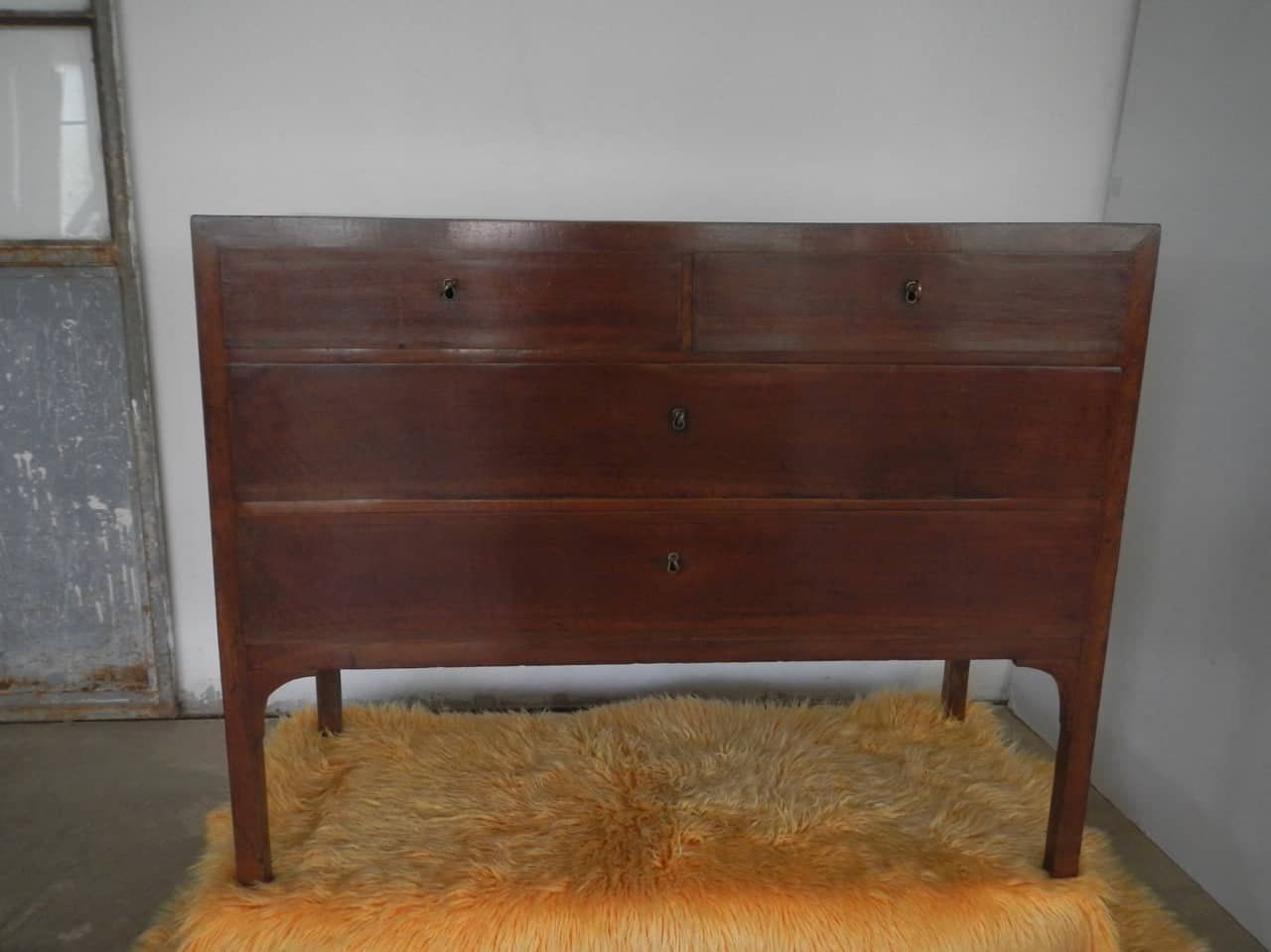 Antique Italian Empire Brass & Walnut Dresser