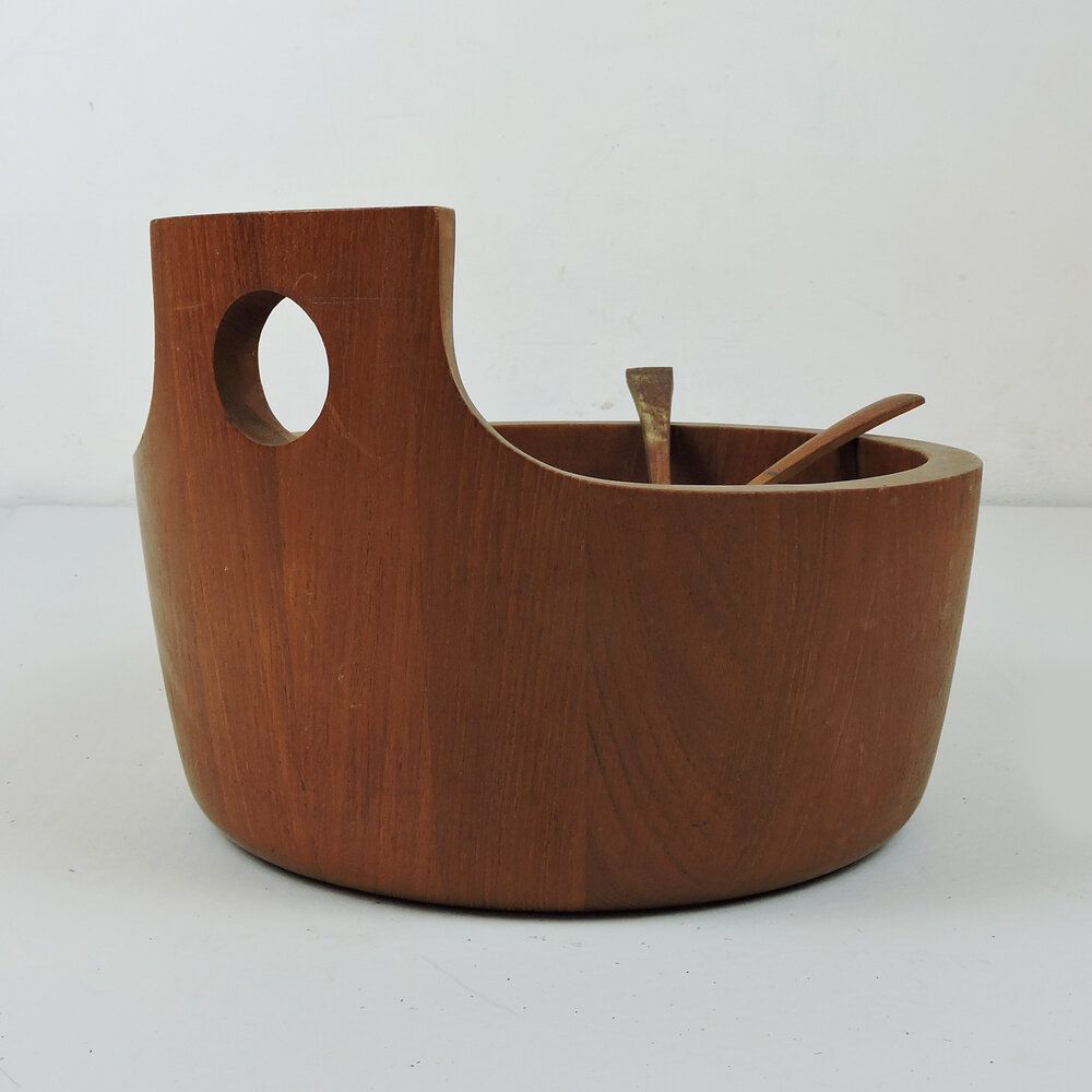 Vintage Danish Teak Salad Bowl With Servers By Jens Quistgaard For Nissen Naarden photo furniture