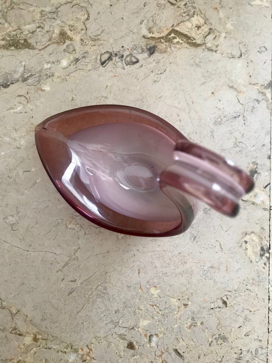Italian Murano Purple And Violet Swan Art Glass Sculpture, 1960s photo vintage
