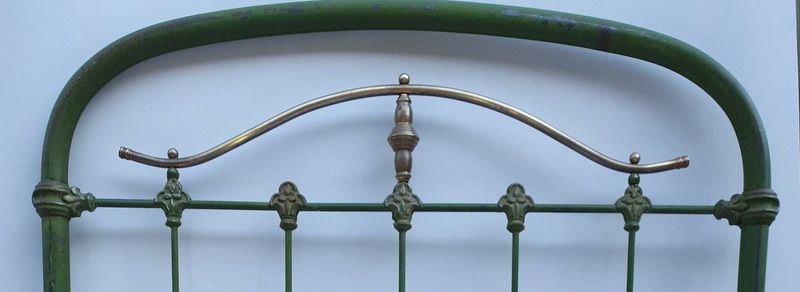 Brass And Iron Single Bed Painted Green photo for sale