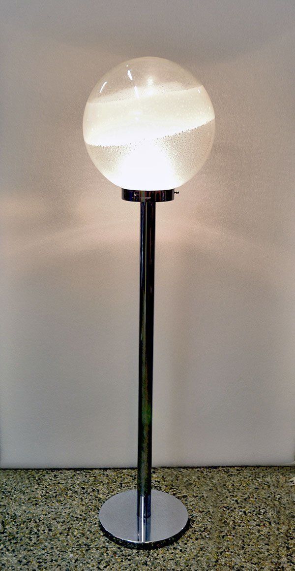Italian Space Age Metal And Murano Glass Floor Lamp From Mazzega, 1970s photo for sale