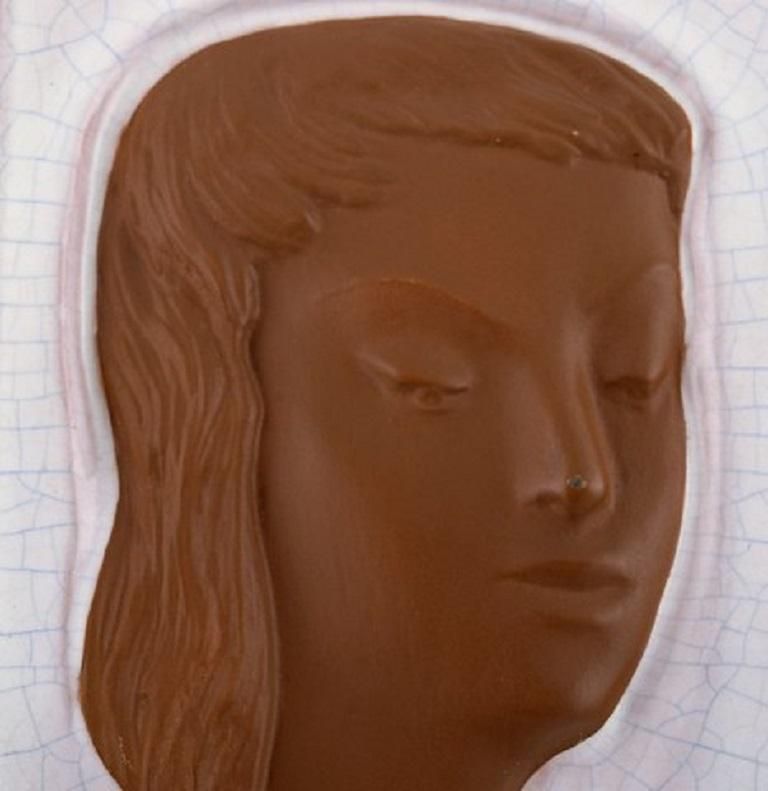 Goldscheider Art Deco Relief In Glazed Ceramics With Woman's Face, Austria, 1950 photo furniture