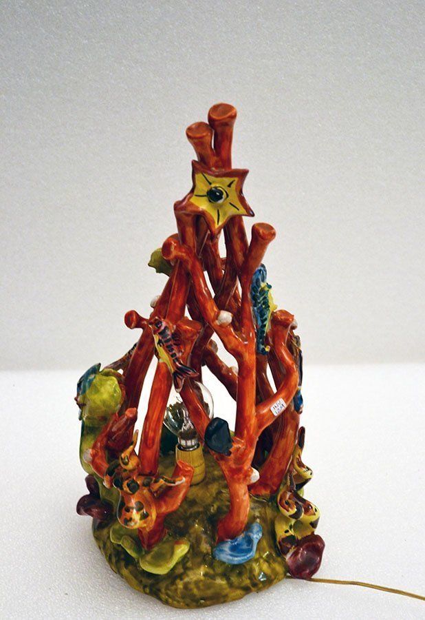 Italian Coral Reef Ceramic Table Lamp From Vietri Sul Mare, 1960s photo furniture