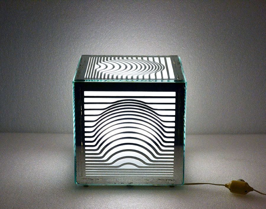 Mirrored Table Lamp By Victor Vasarely, 1960s photo furniture