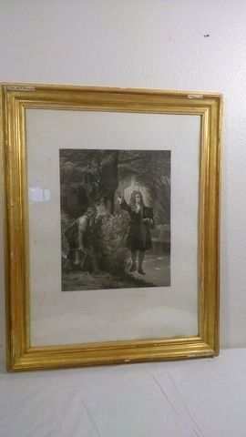 Large Engraving Boileau 'S Portrait   Garden Poetry 1860 Framed photo Art