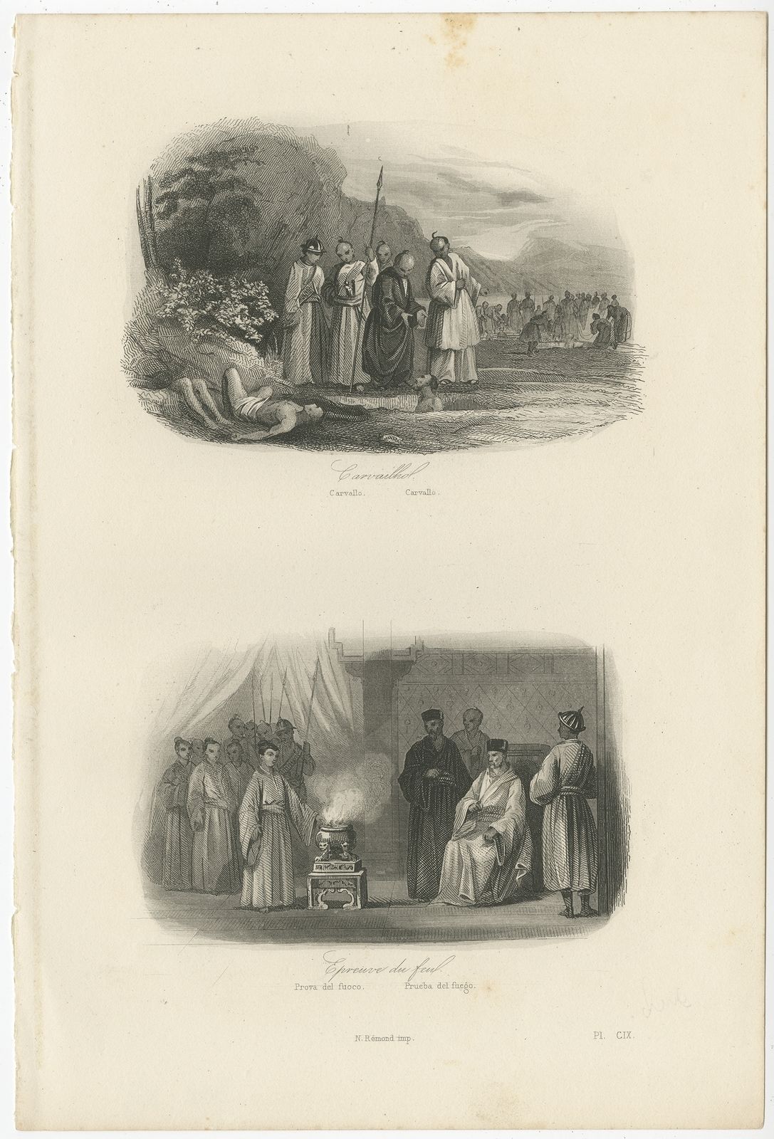 Pl. 109 Antique Print Of Religious Persecution By Henrion (1847)