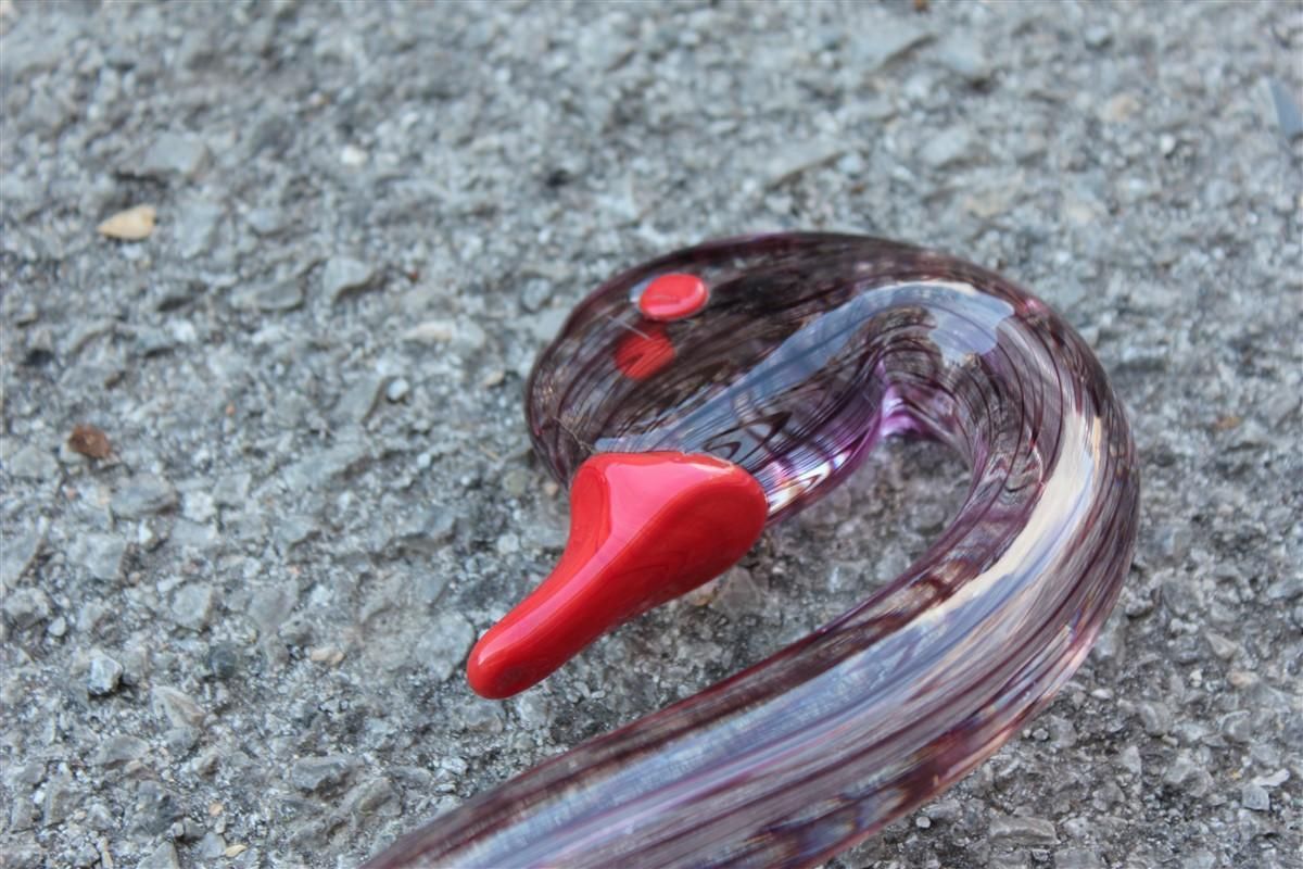 Swan Murano Glass Toni Zuccheri Attributed To Venini Murano Glass Brass Red photo Art