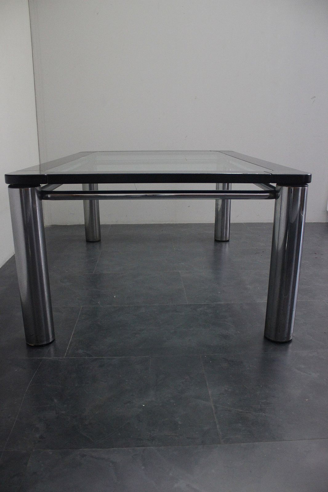 Black Lacquer Wood, Steel, And Glass Dining Table By Marco Zanuso For Zanotta, 1970s photo 2017.6