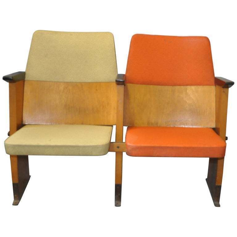 Mid Century Hungarian Cinema Seats, Circa 1950s / 2 St