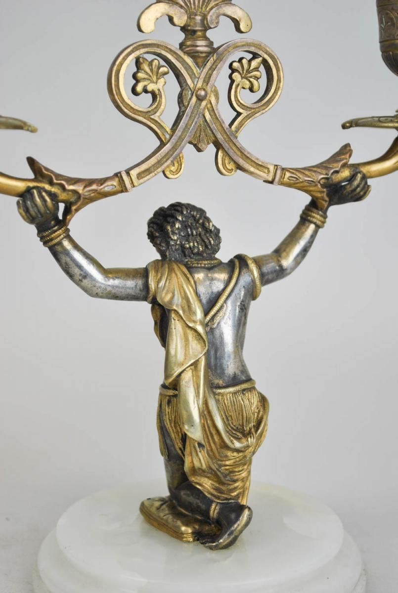Pair Of Candelabra With Nubians, Xi Xth Century photo Home Decor