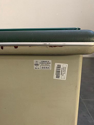 Pair Of Green Leatherette, Glass And Metal Cabinets, Gabicce Mare, Italy, 60s photo 661.44
