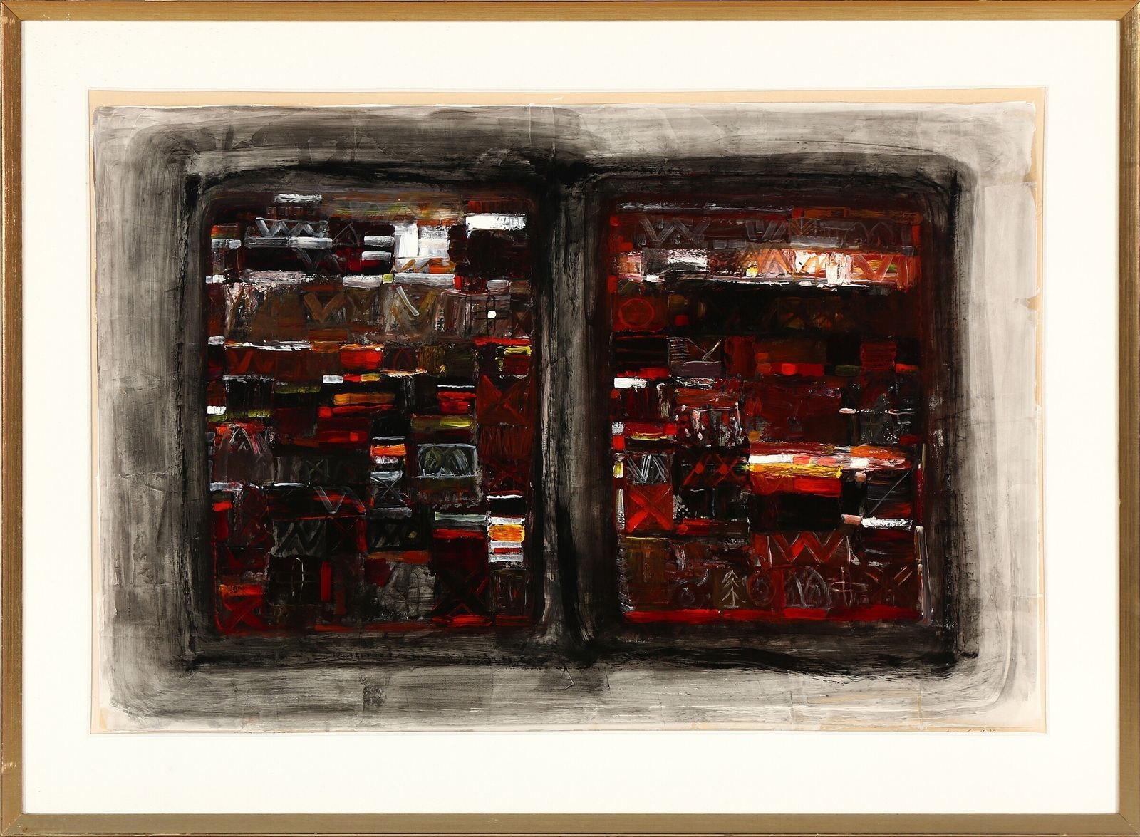 Vintage 1970s Danish Mixed Media Painting photo furniture