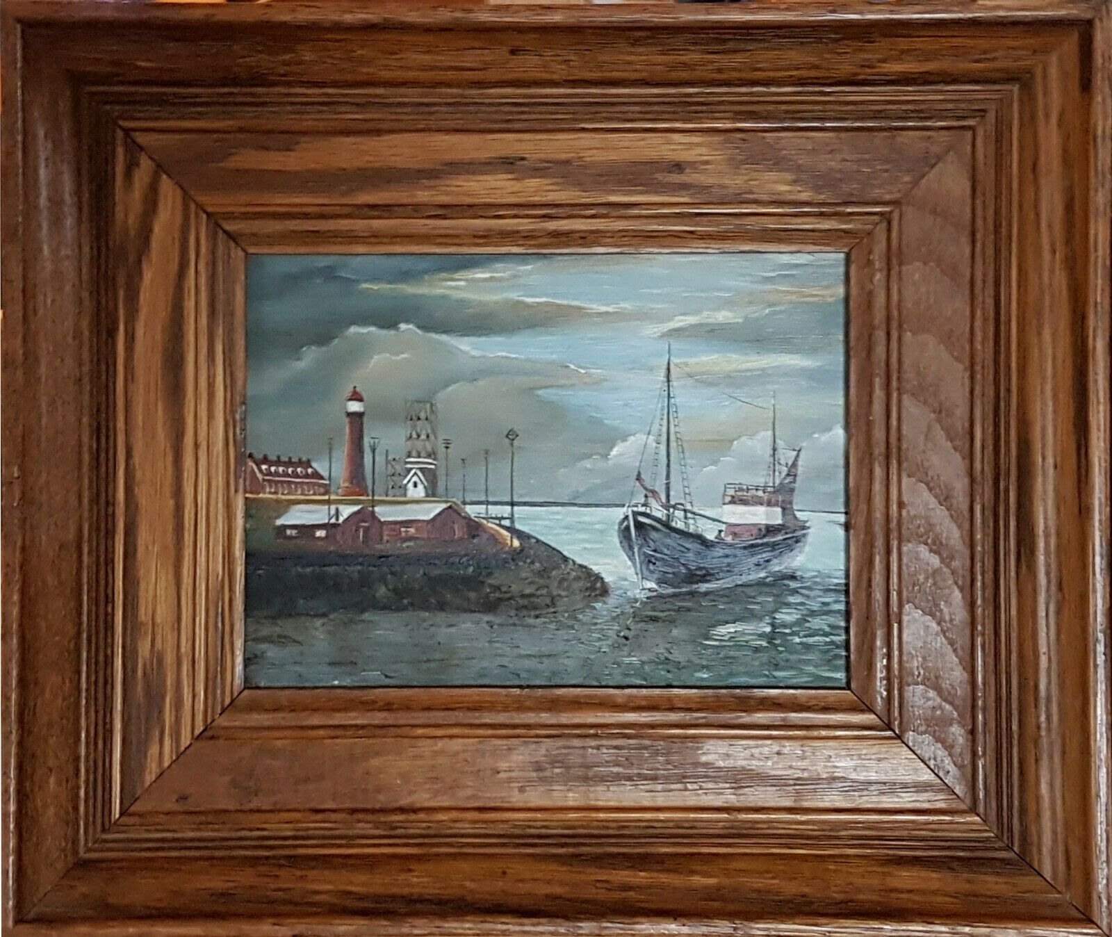 Oil On Board By G J Dalman. Ijmuiden Light House