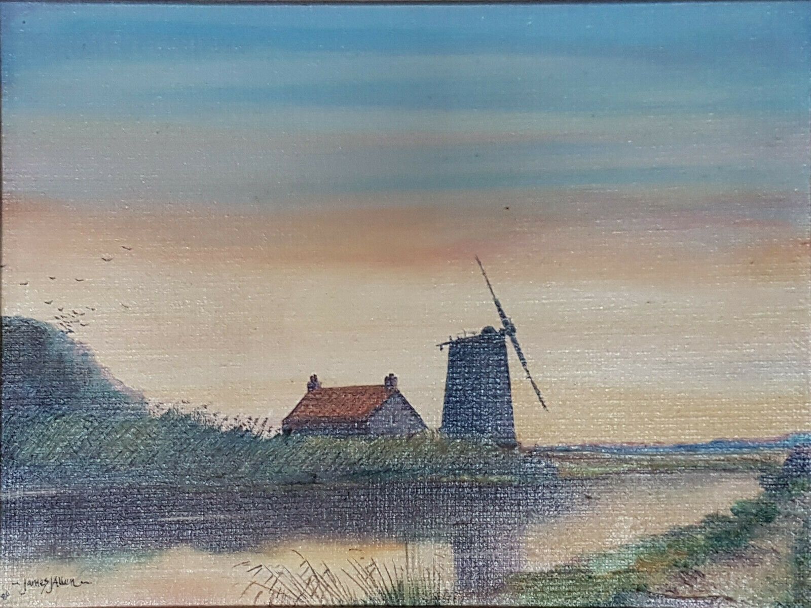 Small Oil Painting By James J Allen. "Evening Nr Horning" photo furniture