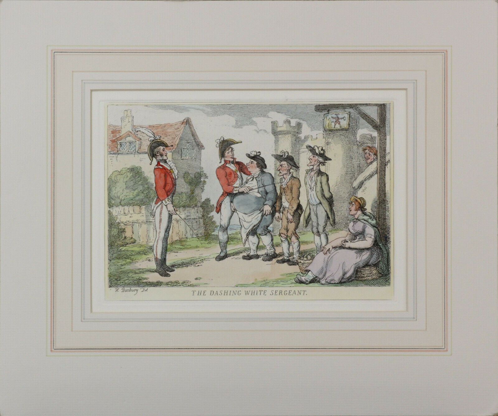 Hand Coloured Etching By Henry Bunbury. Titled "The Dashing White Sergeant"