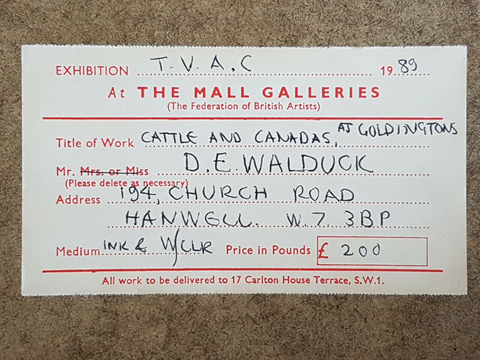 Ink And Watercolour By Desmond Walduck. "Cattle And Canadas At Goldingtons" photo 300.0