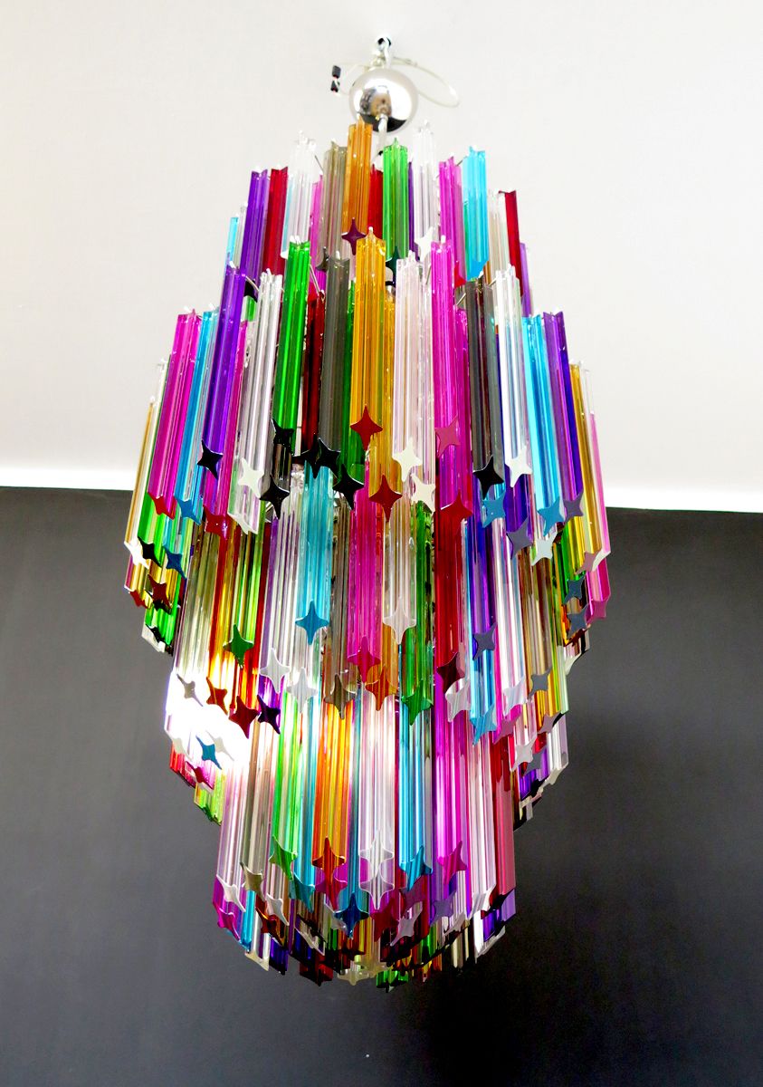 Huge Murano Chandelier Multicolor Quadriedri – 242 Prism   Mariangela Model photo 4580.0
