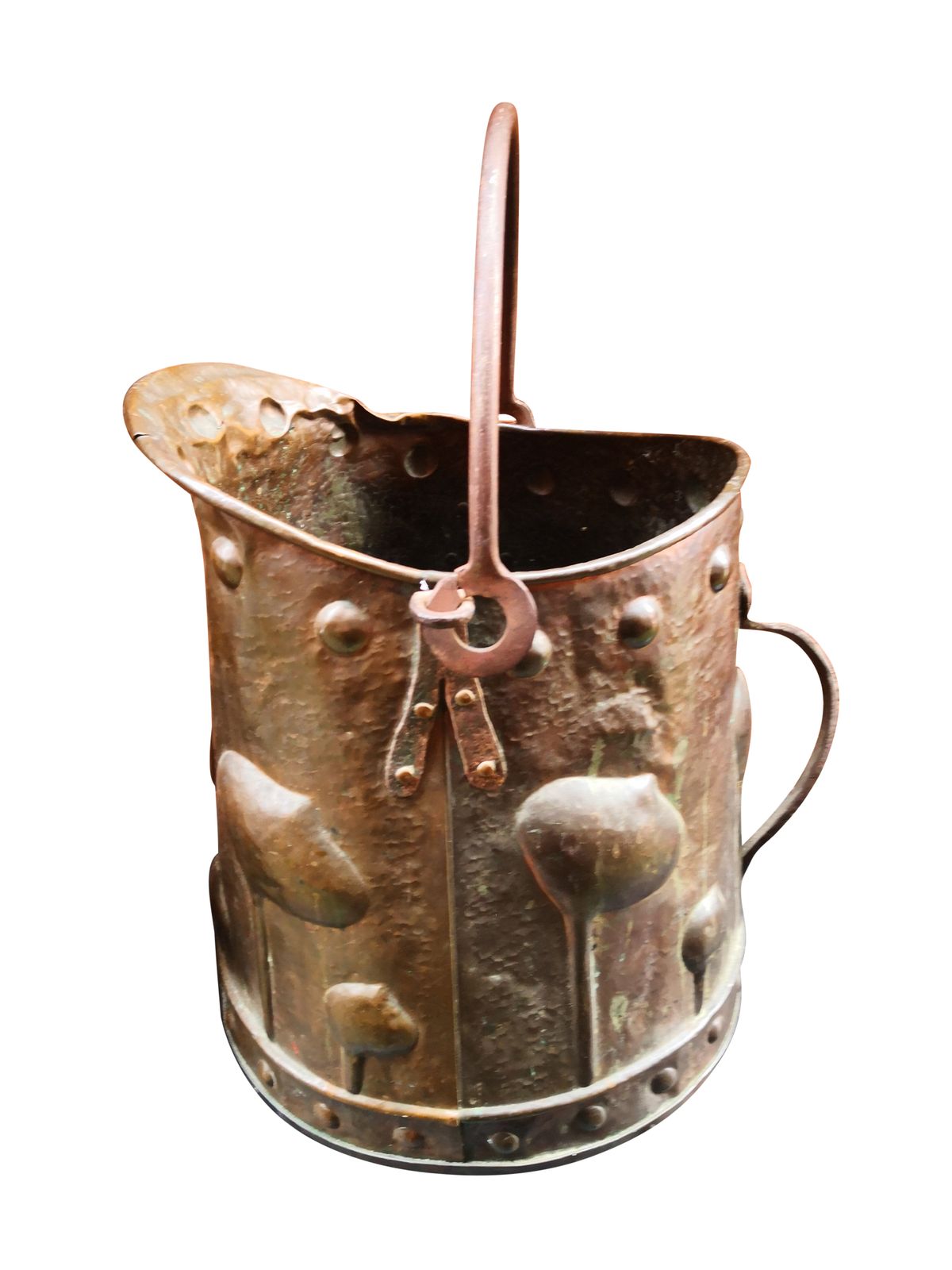 Superb Antique Arts And Crafts Art Nouveau Beaten Copper Coal Bucket photo furniture