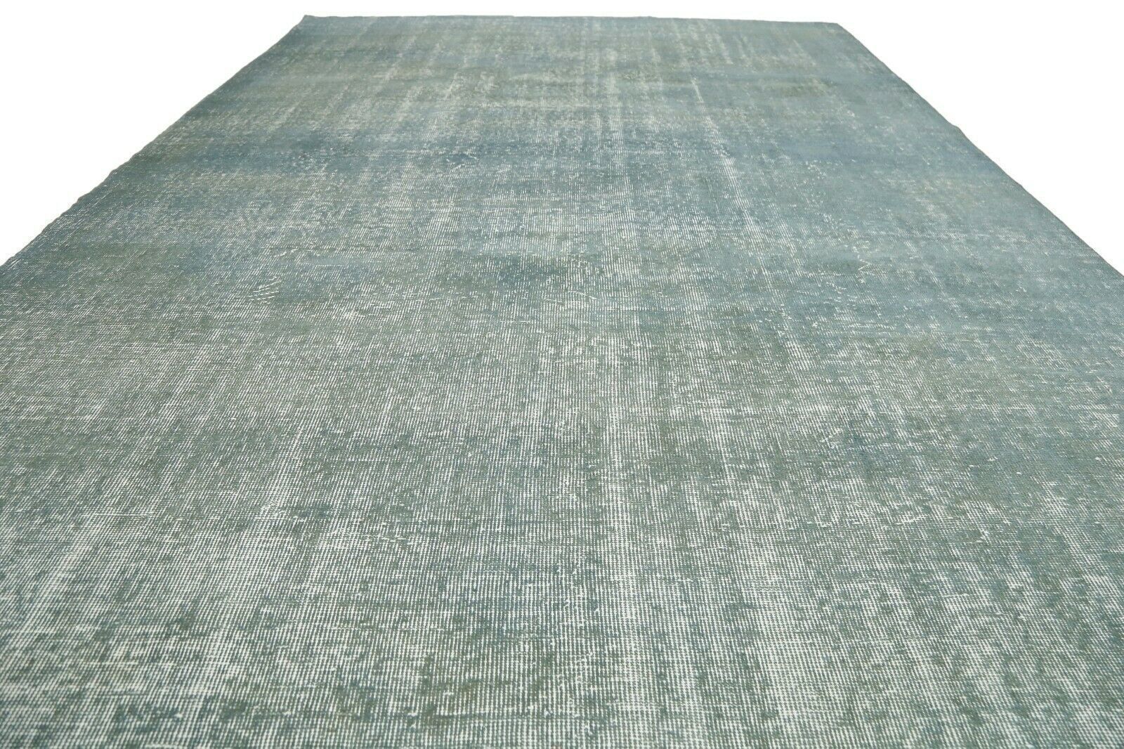 205x296 Cm Turquoise Turkish Area Carpet Distressed Vintage Living Room Oushak Handmade 6'7x9'7 Ft photo for sale