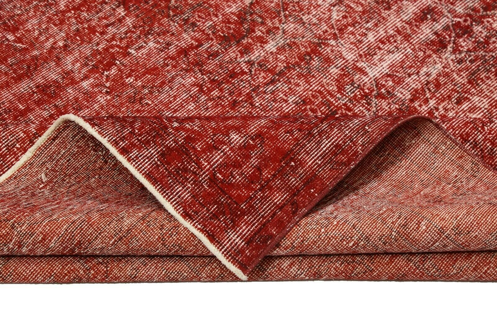 202x311 Cm Turkish Vintage Oushak Red Carpet Hand Knotted Floral Distressed Rug 6'6x10'2 Ft photo 599.0