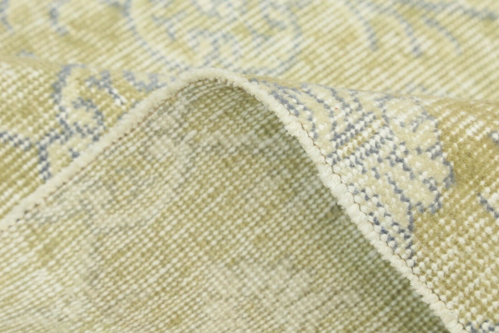 photo for sale 216x323 Cm Chartreuse Vintage Area Carpet Turkish Oushak Floral Handwoven Wool Modern Rug 7'1x10'6 Ft