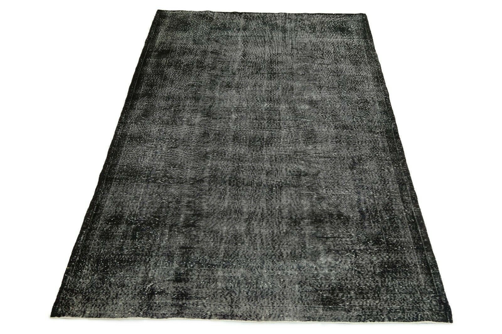 199x316 Cm Vintage Turkish Area Rug Oushak Distressed Black Handmade Modern Decor 6'6x10'4 Ft