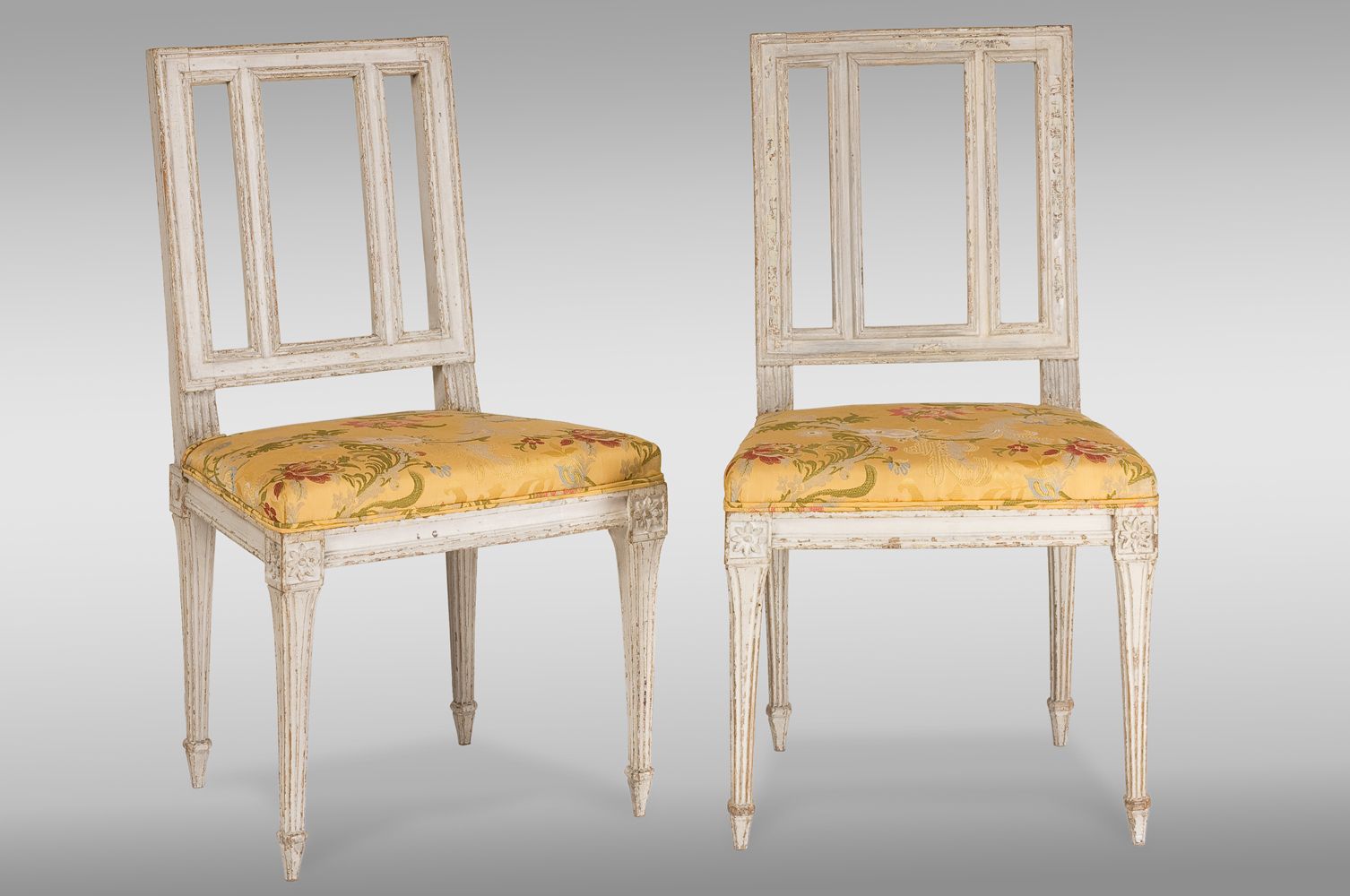 A Pair Of Louis XVI Period Chairs In Their Original Decoration..
