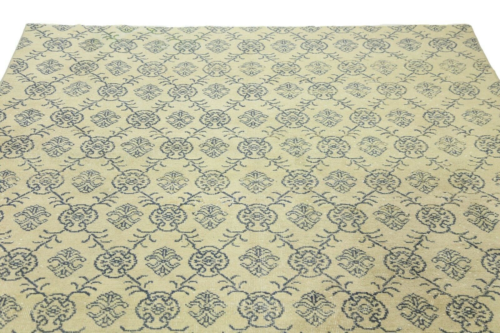 200x315 Cm Rare Handmade Turkish Area Rug Art Deco Distressed Wool Carpet Beige 6'6x10'4 Ft photo 613.0
