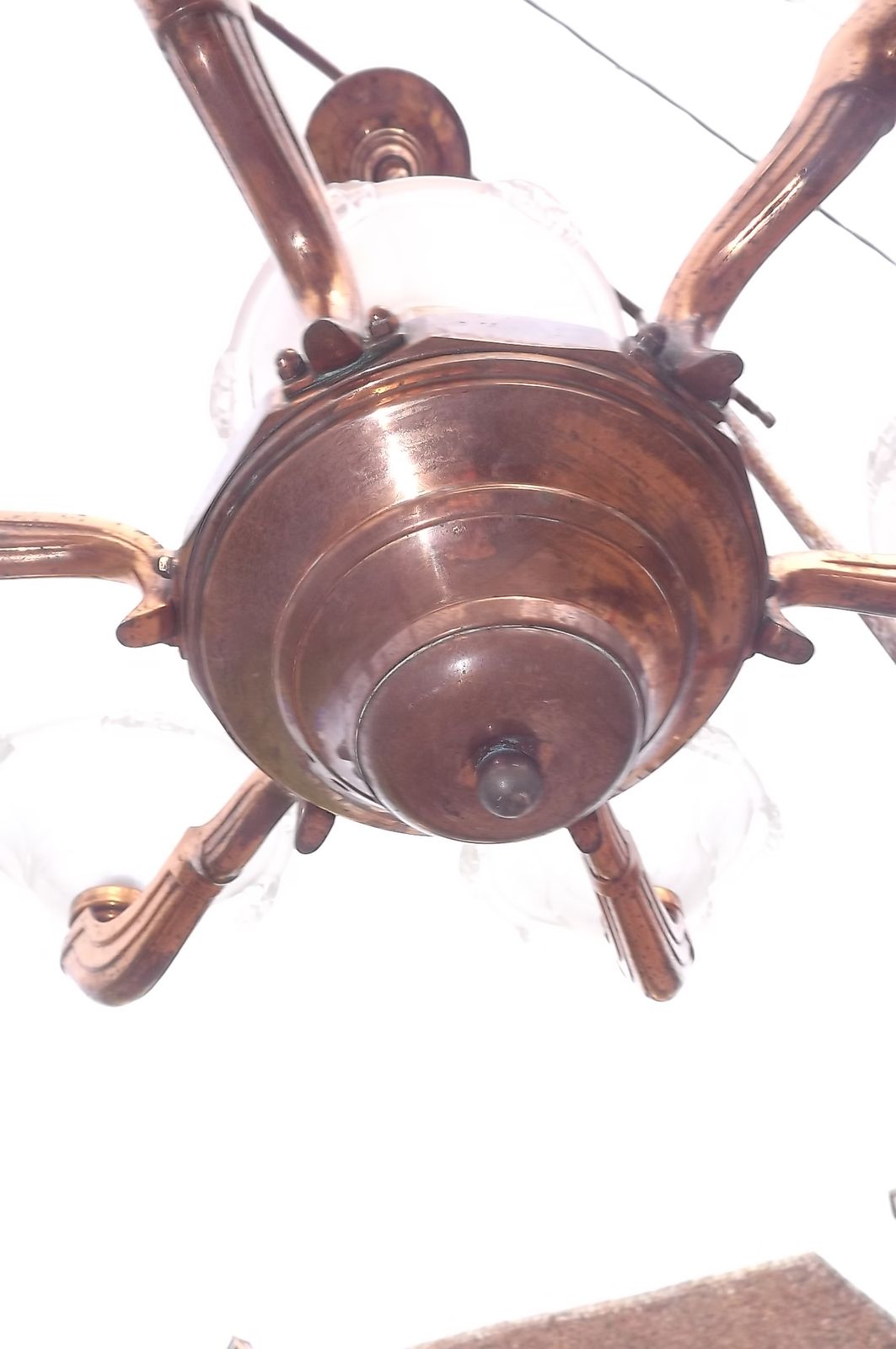 Vintage Of Years 40 Metal Gold And Glass Chandelier photo 245.52