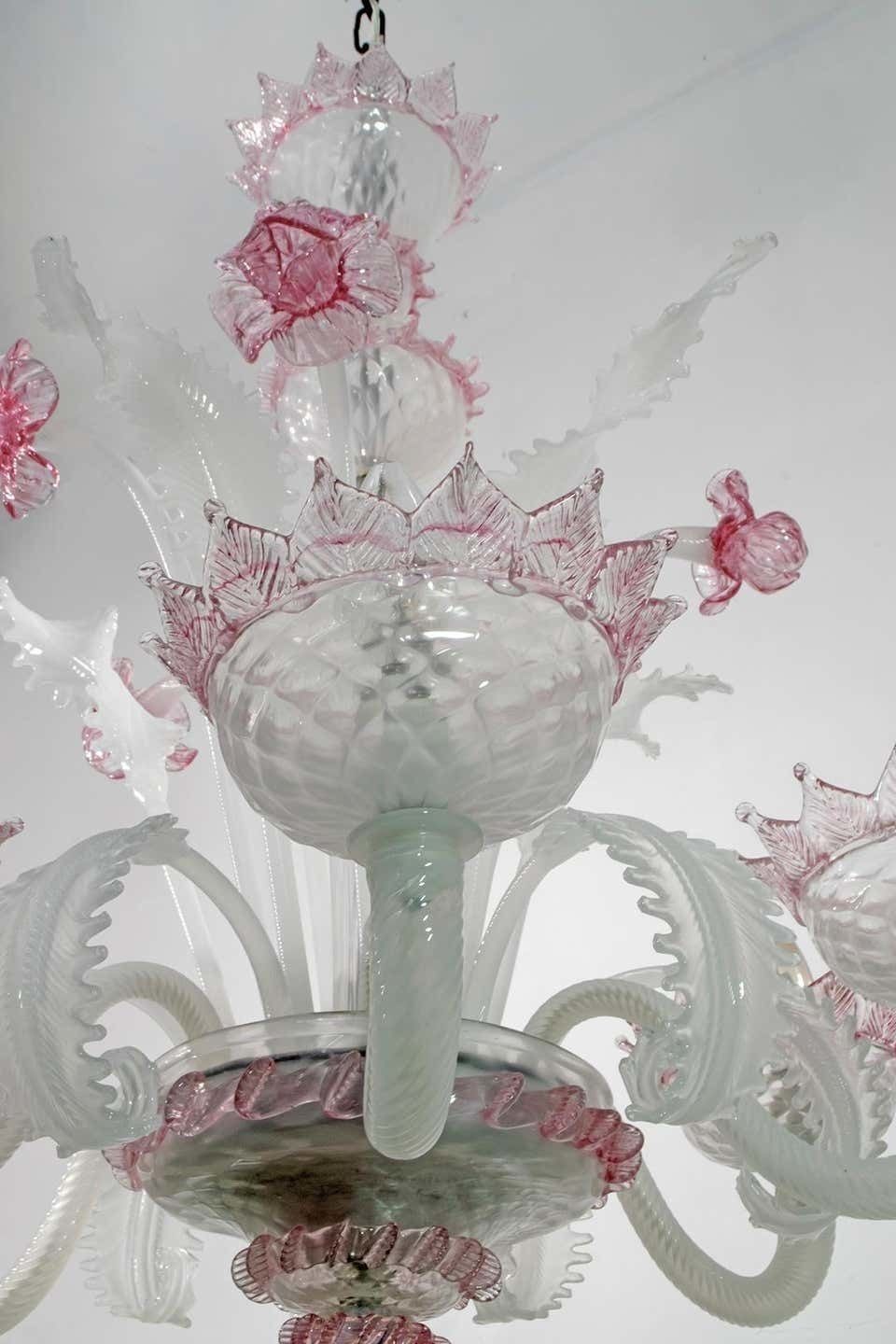 20th Century Modern Venetian Murano Glass Chandelier "Ca'rezzonico" Style, 1960s photo vintage