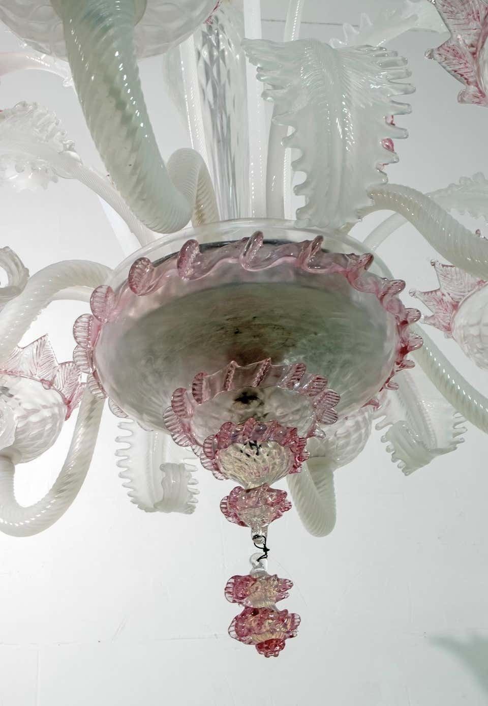 Lighting 20th Century Modern Venetian Murano Glass Chandelier "Ca'rezzonico" Style, 1960s photo