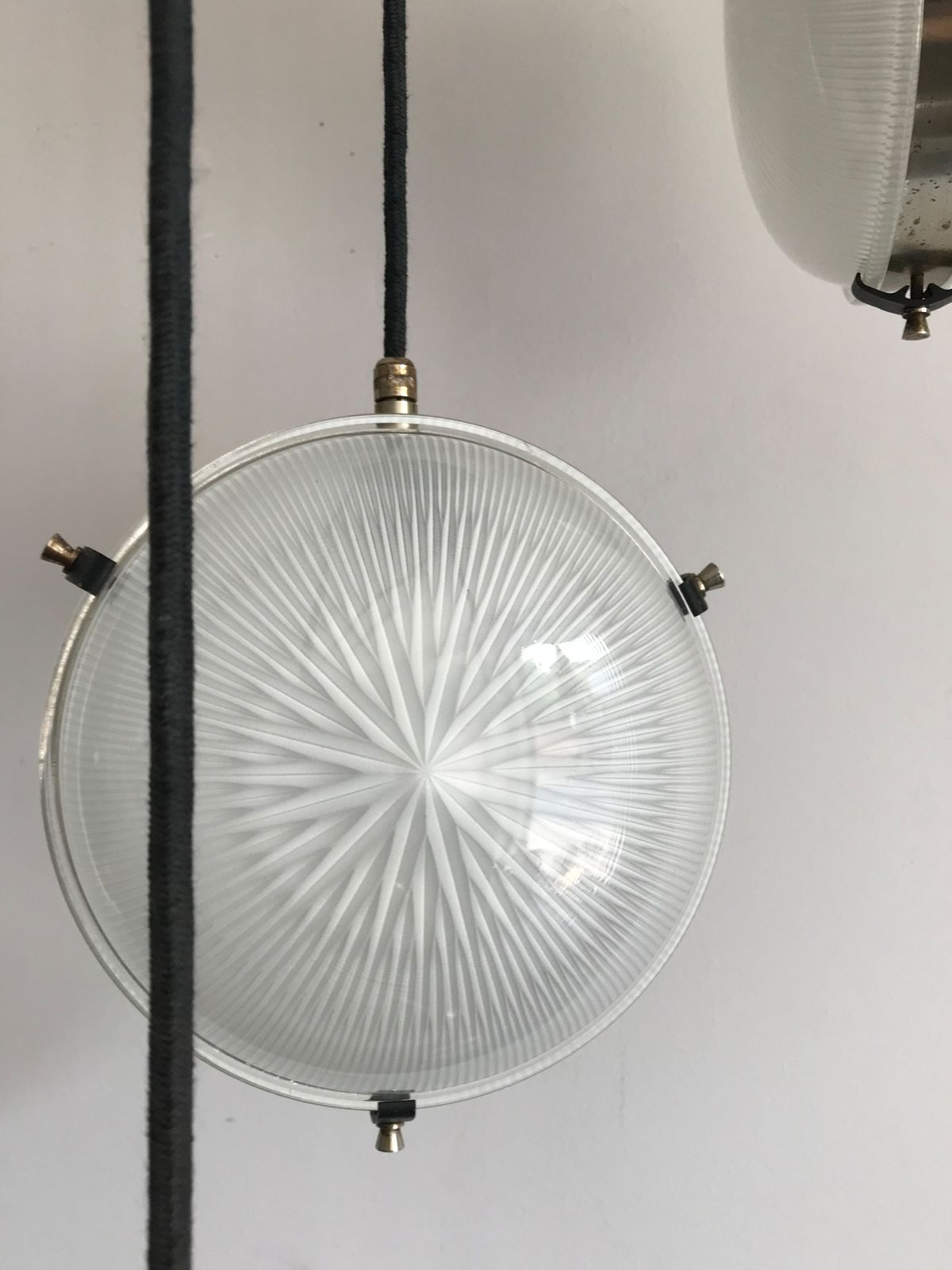 photo for sale Sergio Mazza For Artemide Italian Glass And Brass Pendant Lamp, 1960s