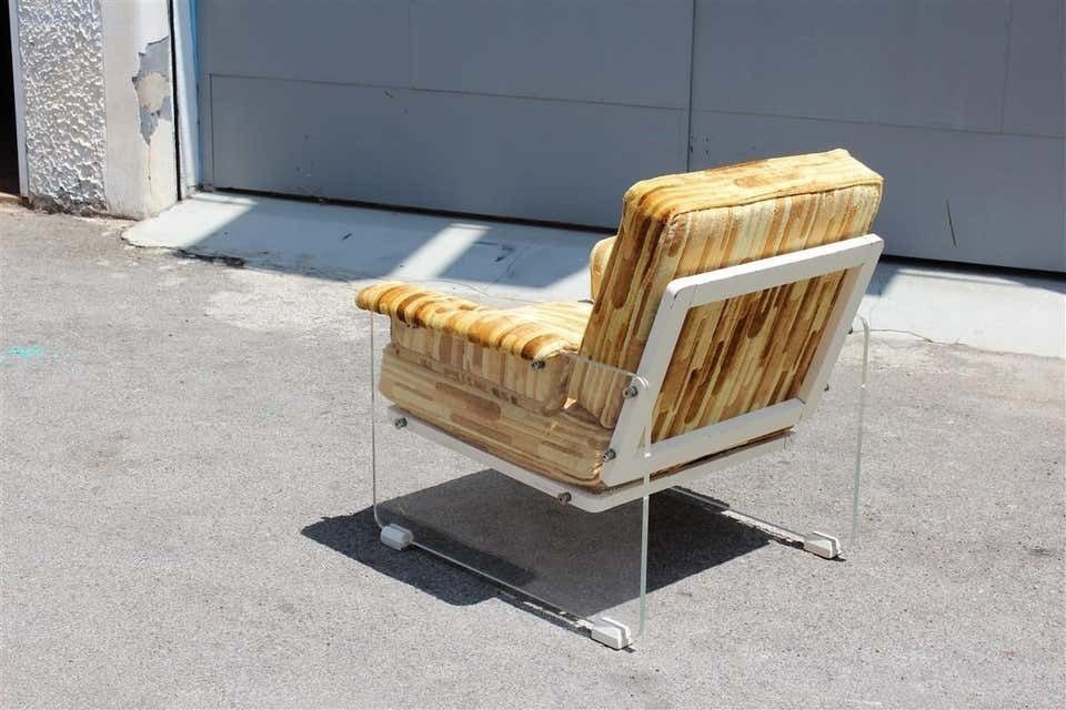 Lucite Italian Armchairs 1960s Velvet Geometric Original Yellow White Color photo 3070.0