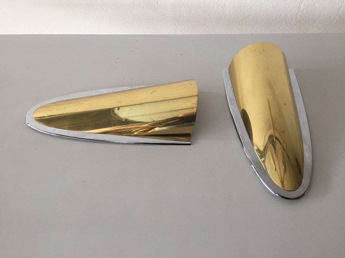 Exclusive Very Rare Brass & Chrome Wall Lamps   Heavy Sconces   Hollywood Regency   Mid Century Modern   By Art Line Wohndecor, Köln   1960s photo 870.48