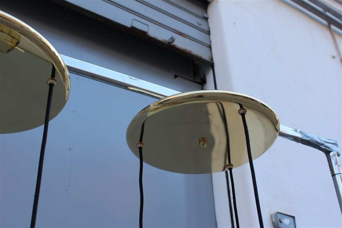 Round Pair Of Chandelier Brass Murano Gold Glass Yellow Mazzega Design 1970s photo for sale