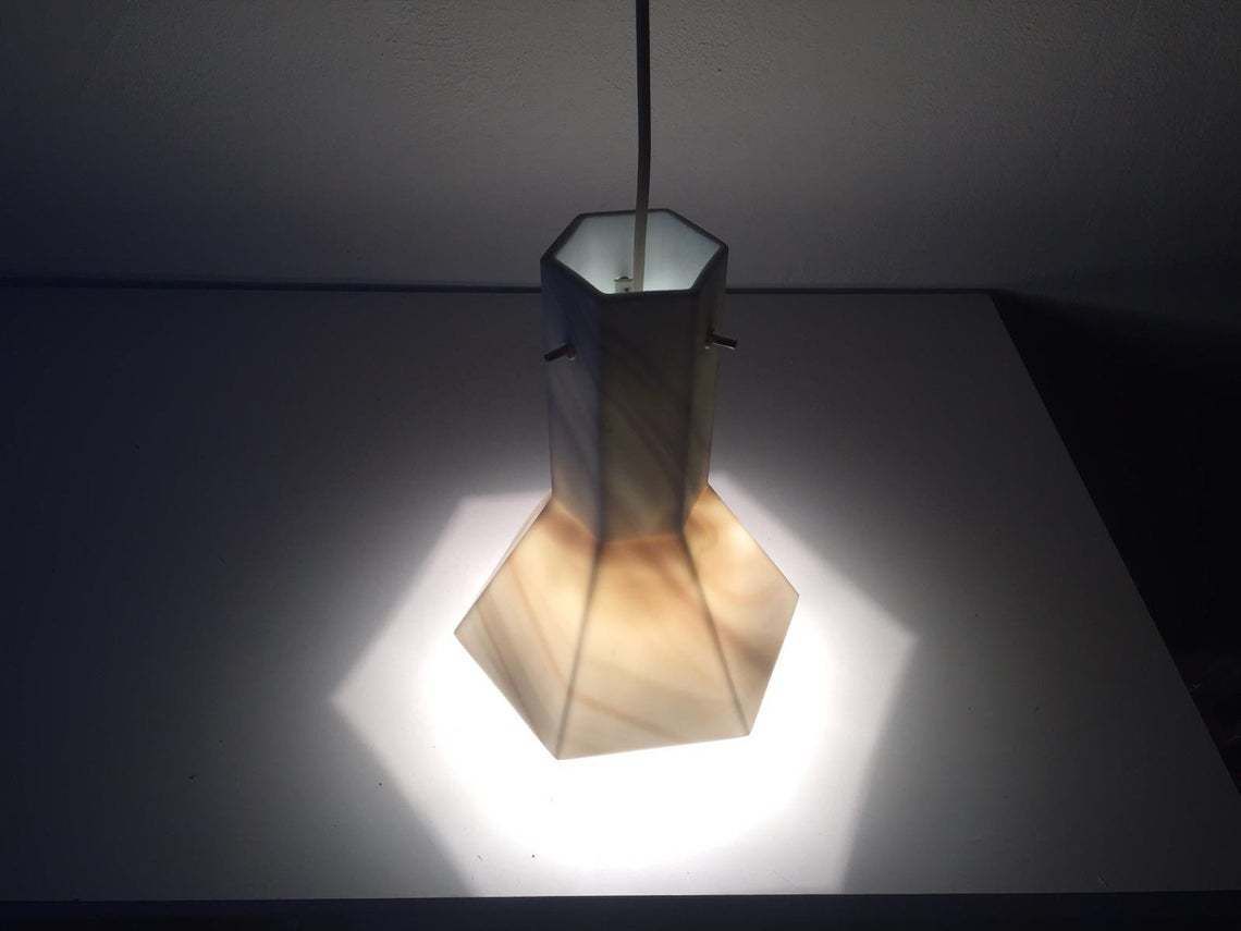 Peill Putzler Exclusive Arte Colore Carrara Design Satin Finished Glass Pendant Lamp   1970s Germany photo vinterior