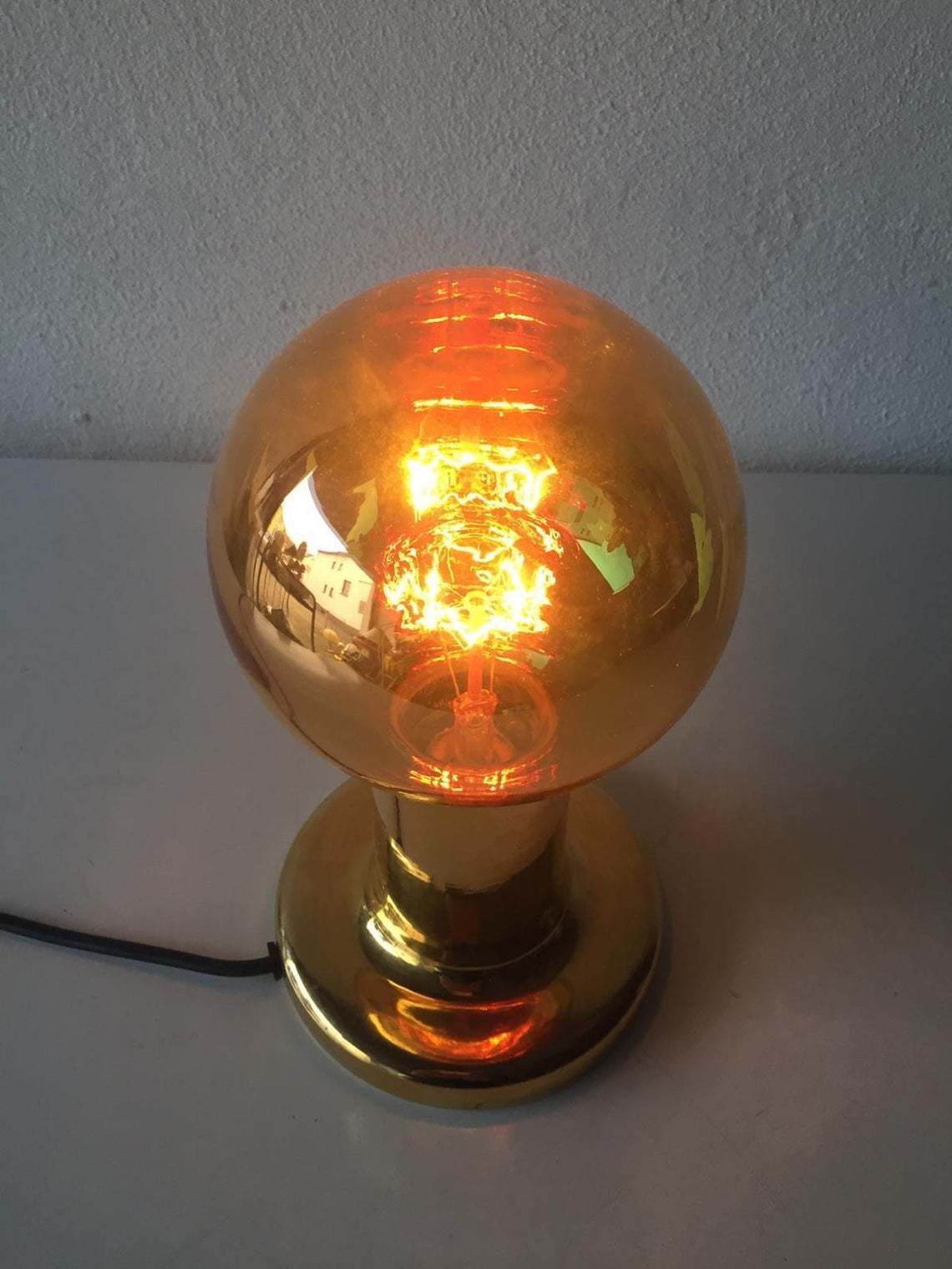 Philips Ntd Gold Metal Ball Desk Lamp   1970s photo Lighting