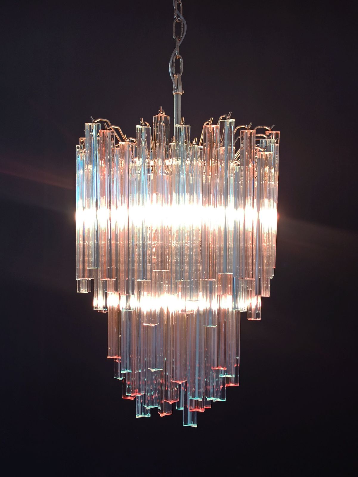 photo vintage Murano Chandelier Triedri – 92 Prism   Multicolored Glasses