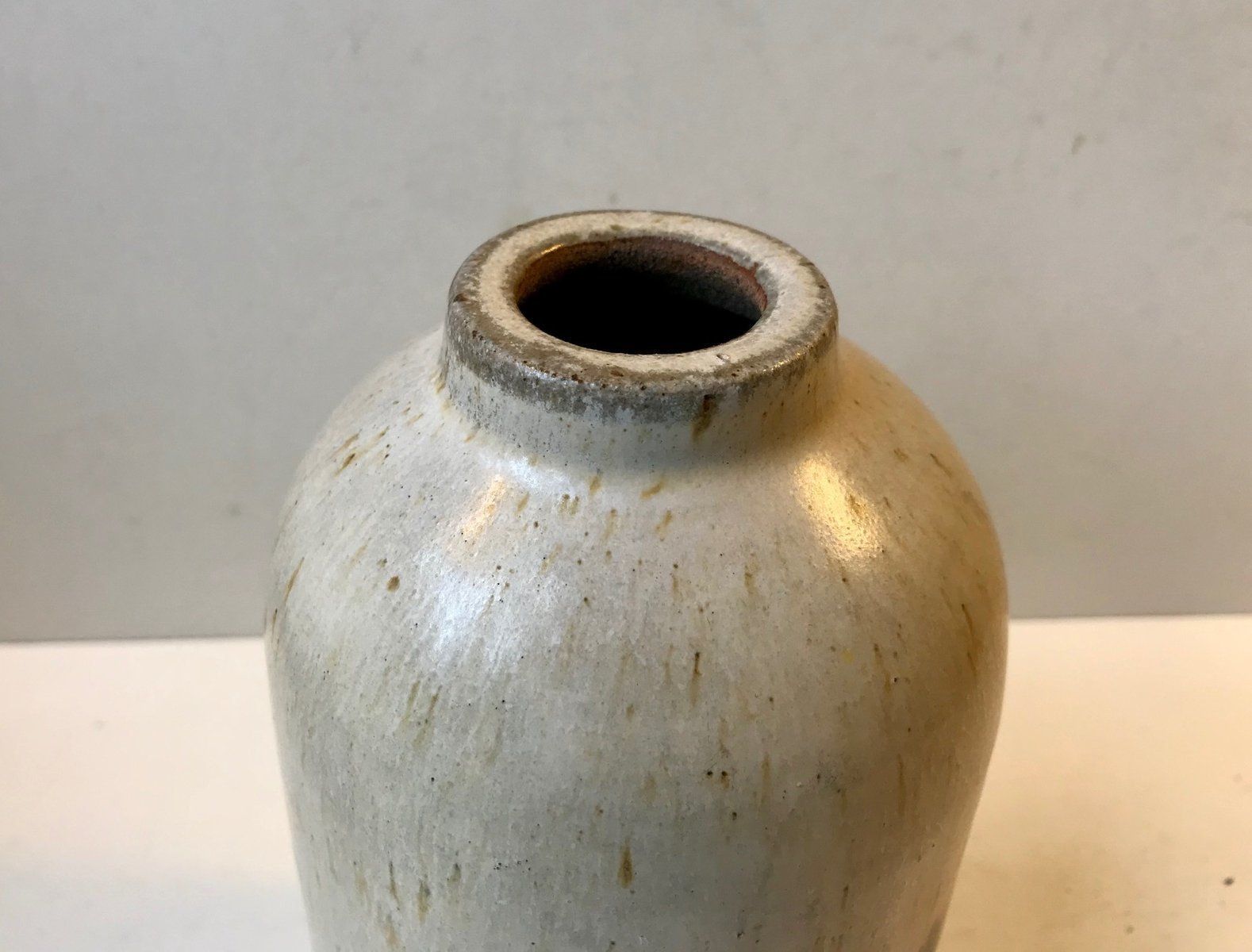 Danish Haresfur Stoneware Vase By Ellen Madsen For Lee Keramik, 1970s photo for sale
